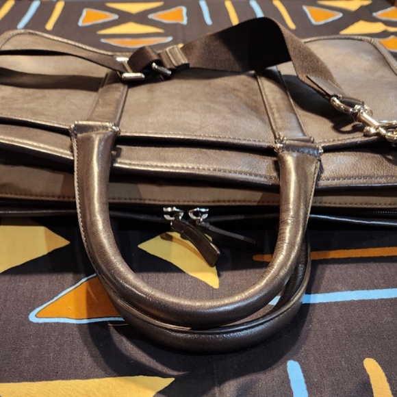 COACH Brown Leather and Nylon Briefcase - Picture 9 of 9